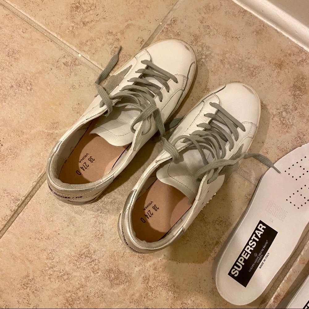 GOLDEN GOOSE SUPERSTAR SNEAKERS WHITE SILVER 38 - Picture 9 of 15